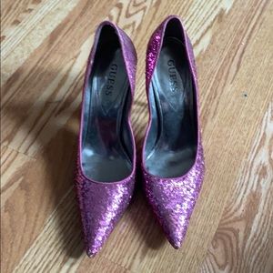 Pink sparkly heel